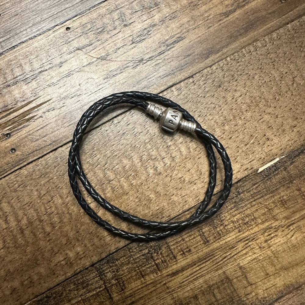 Pandora Black Leather Rope Charm Bracelet